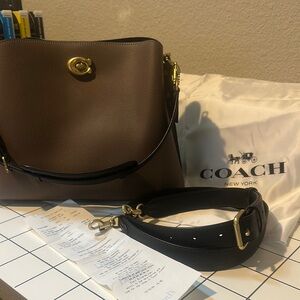 Coach Brown and Black Crossbody Bag with Gold Hardware